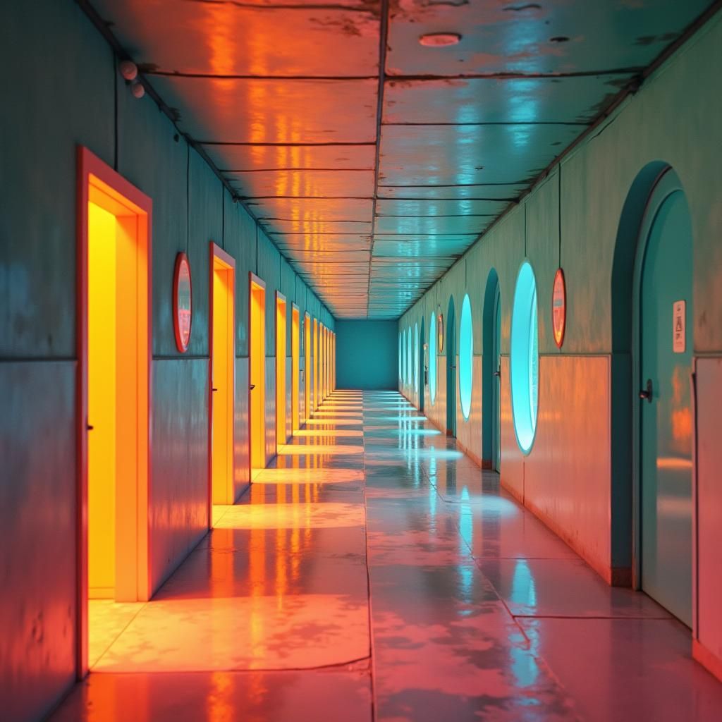 Surreal 80s Liminal Space Travel Documentary Still