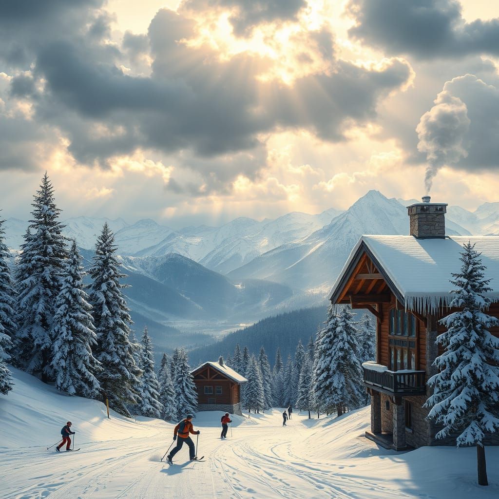 Ski Resort Serenity in Majestic Mountains