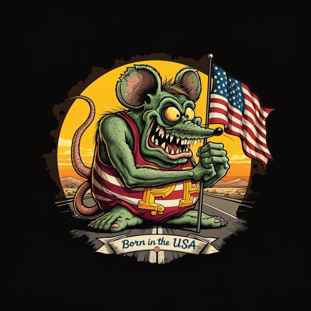 Rat Fink Patriot in Ed Roth Style