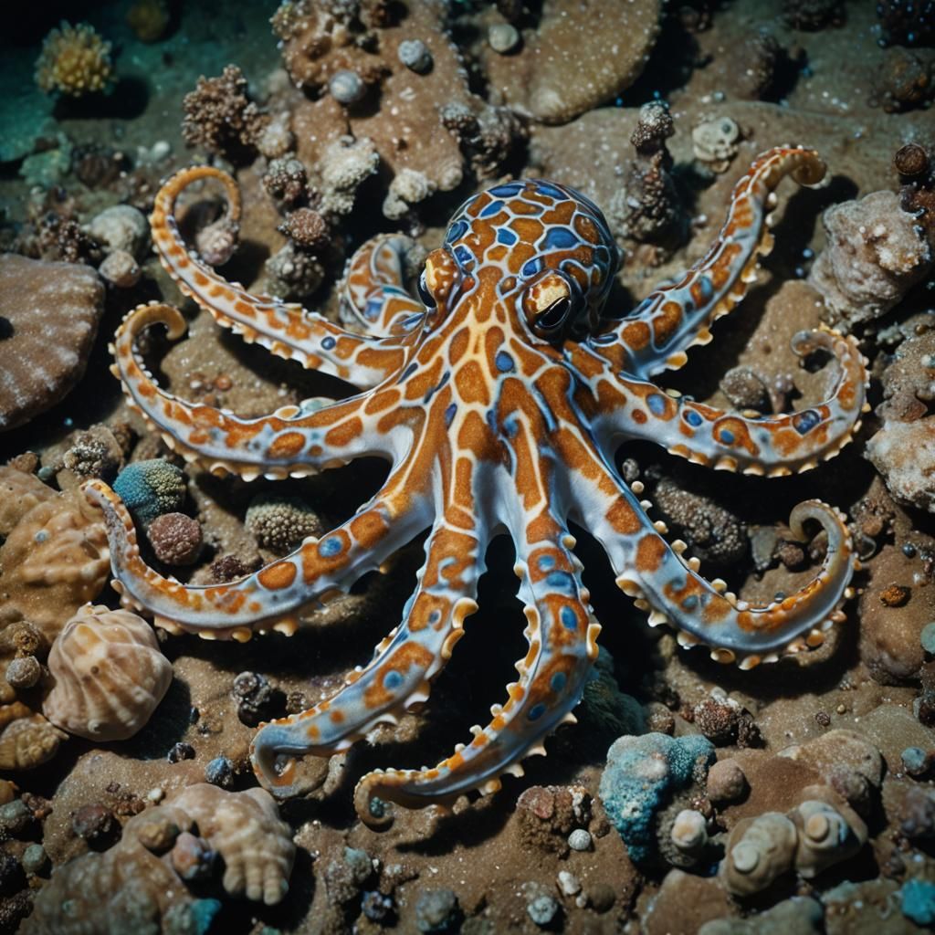 Hybrid Octopus-Clam Creature in Cinematic Style