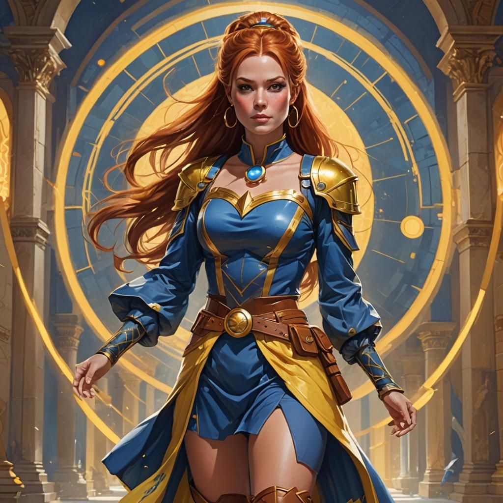 Magical Maiden Portrait with Energy Circles