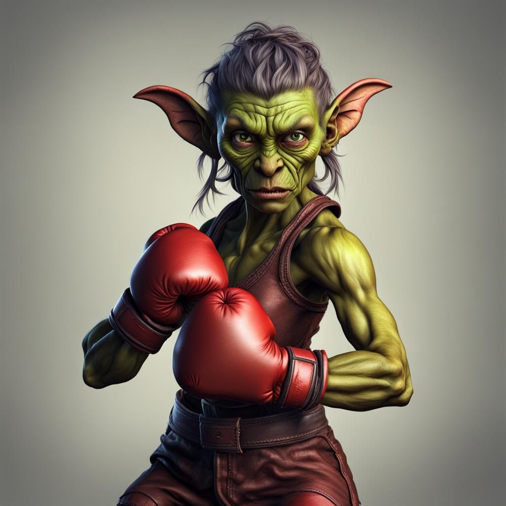 Muscular Goblin Boxer in Pop Art Style