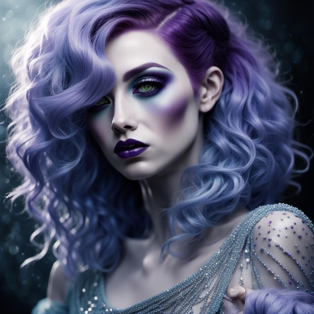 Purple-Haired Woman in Dark Fantasy Bratz Style