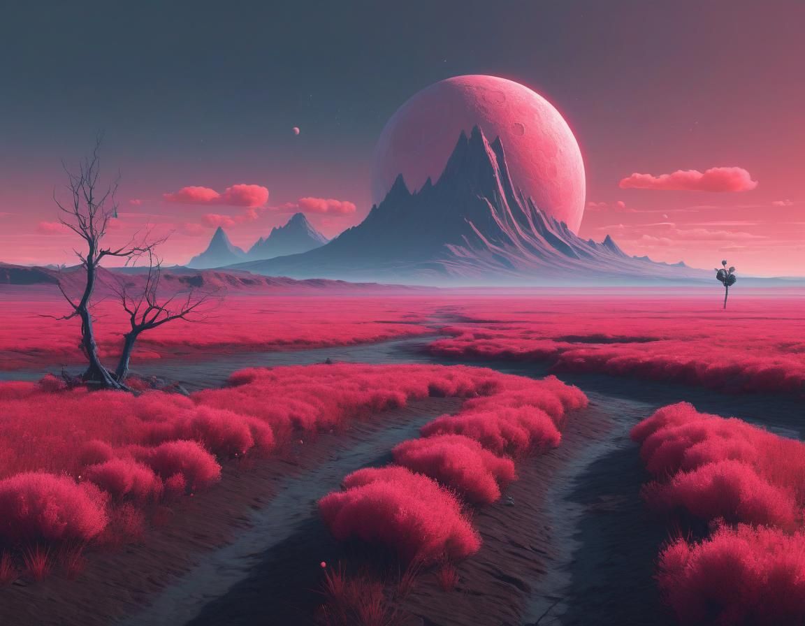 Ethereal Moonscape in Minimalist Science Fiction Art