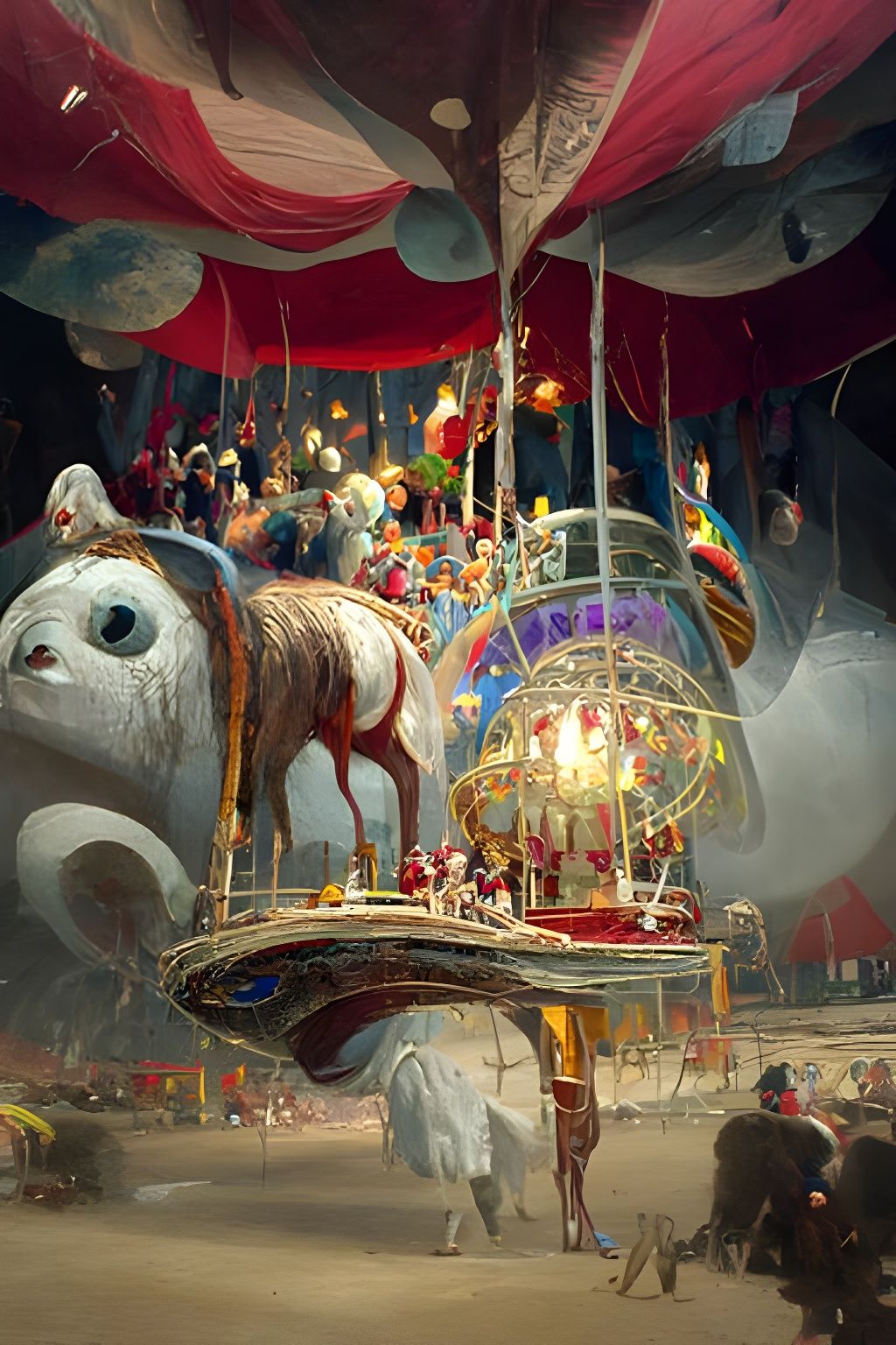 Carnival Carousel in Kinetic Pointillism Style