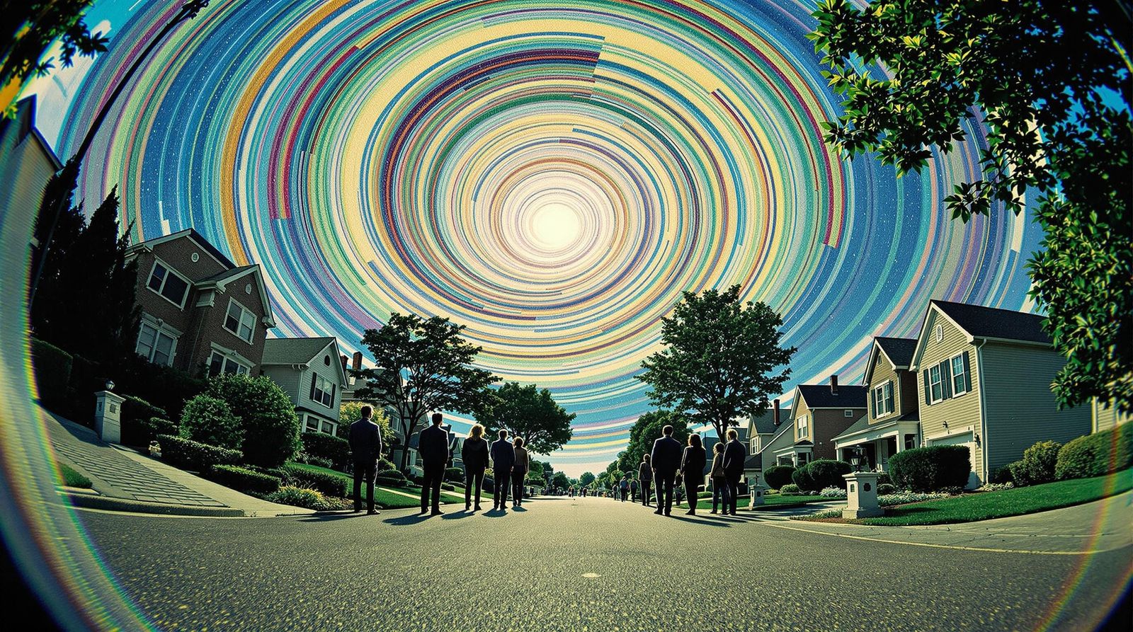 Surreal Sky Vortex Over Suburbia