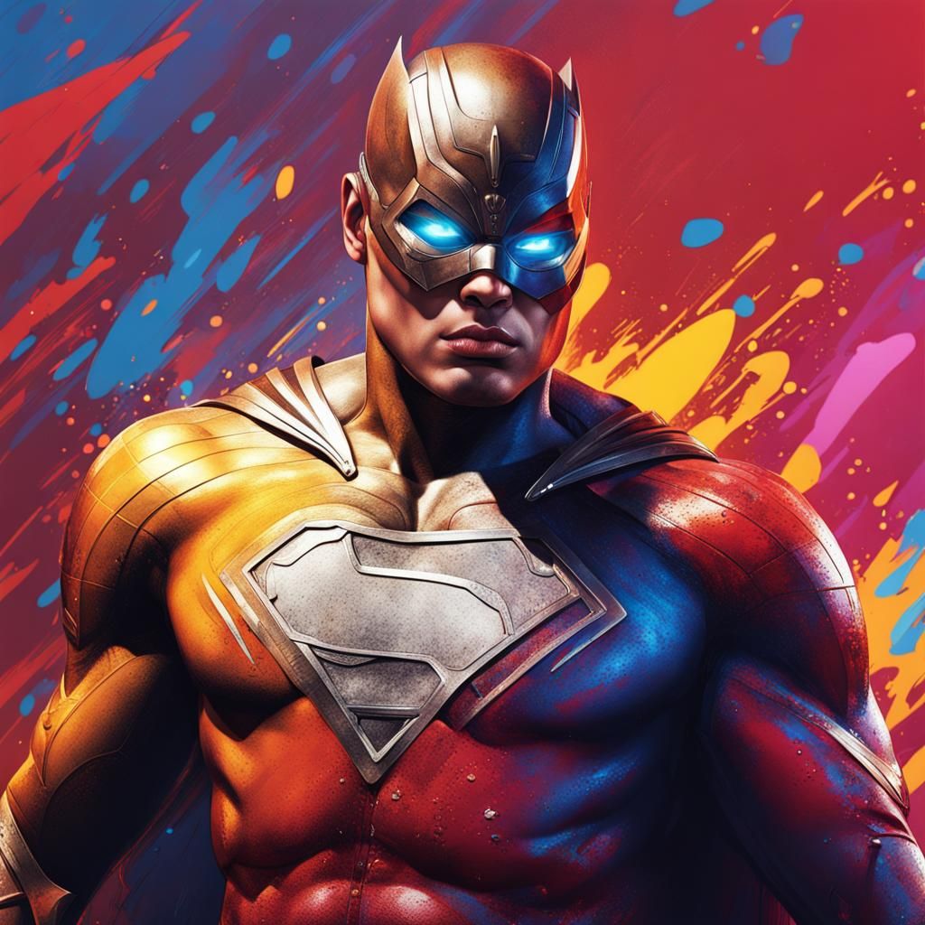 Burning Superheroine in Hyperrealistic Splash Art