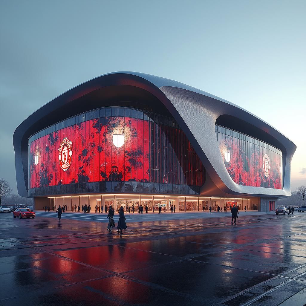 Futuristic Manchester United Stadium with Graffiti Art