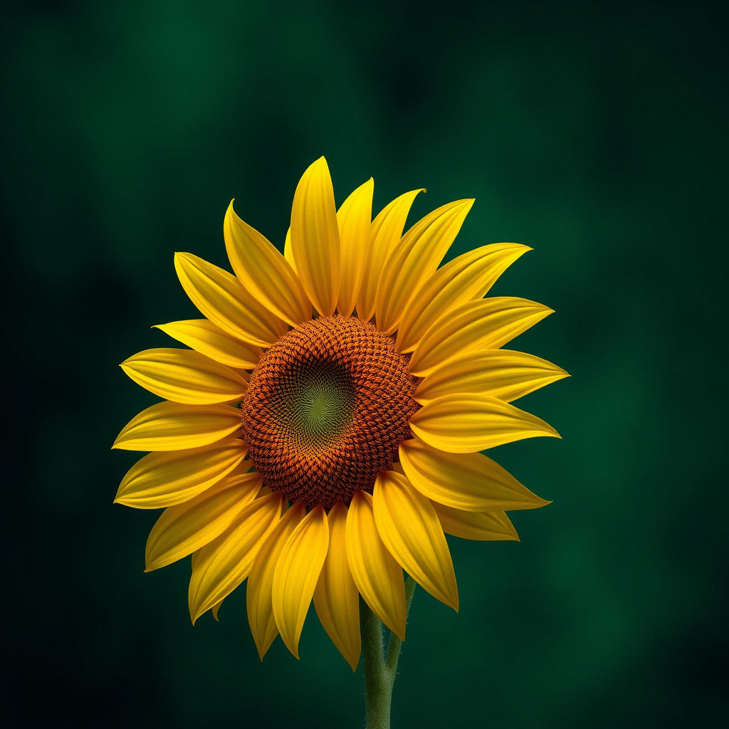 Radiant Sunflower Against Deep Green: Fantasy Concept Art