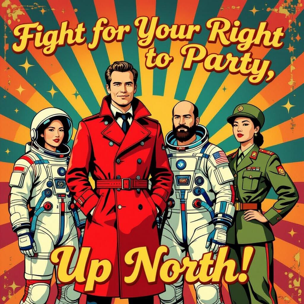 Soviet Poster: General, Cosmonaut, Marx, and Soldier