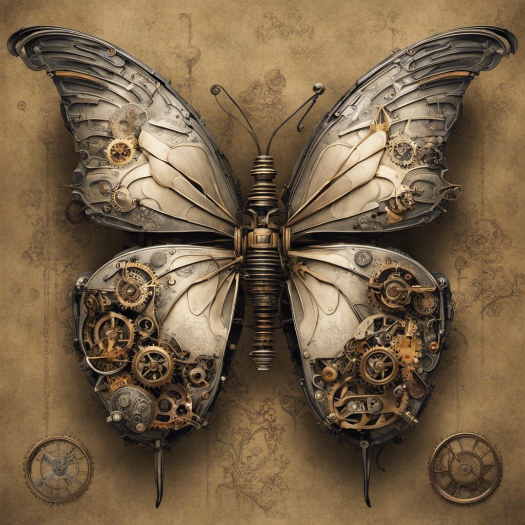 Steampunk Butterfly Digital Illustration