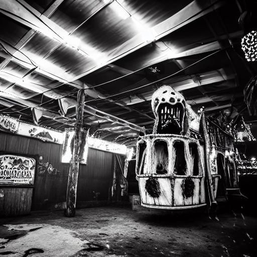 Lovecraftian Carnival Ride in Black and White
