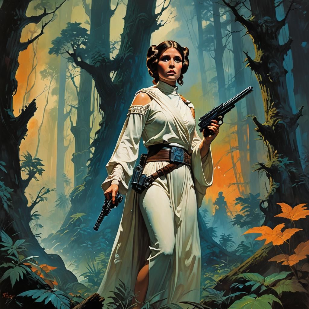Princess Leia as Frank Frazetta Fantasy Art
