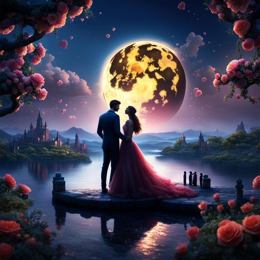 Romantic Wedding Under Moonlight: A Fantasy Concept Art