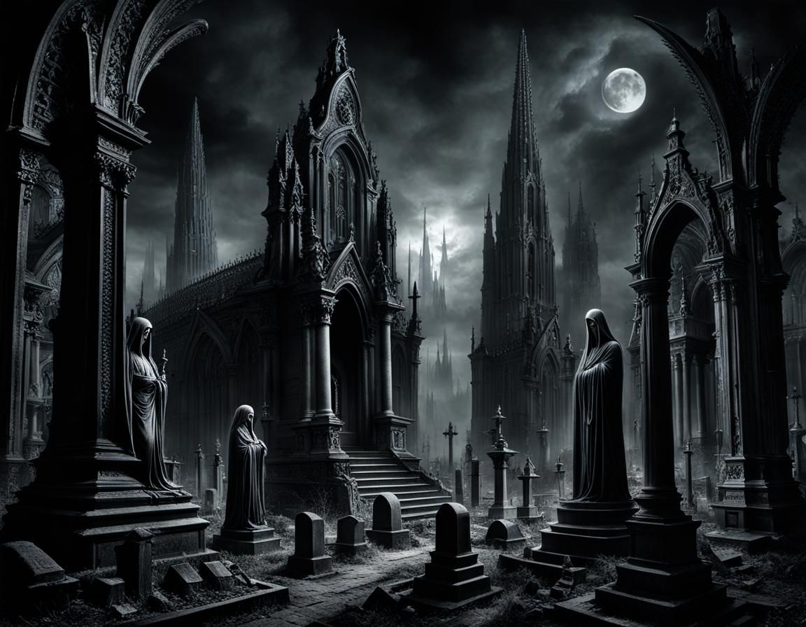 Ghostly Ruined Graveyard of Mists and Wraiths