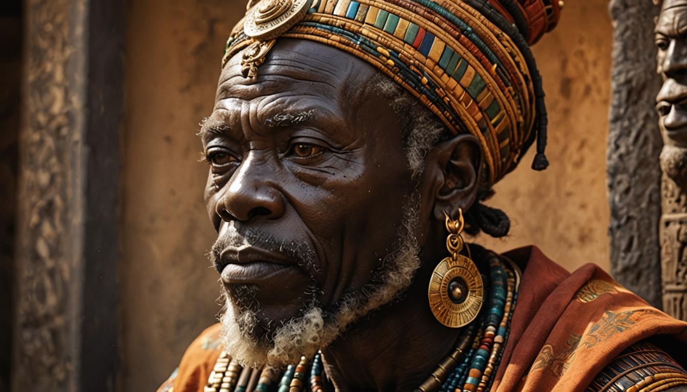 Ancient African Artist Profile in Detailed Matte Painting
