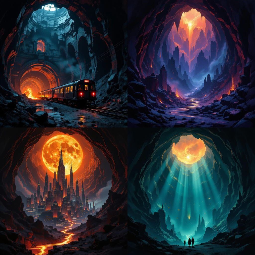 Underground City Light Against the Dark Core