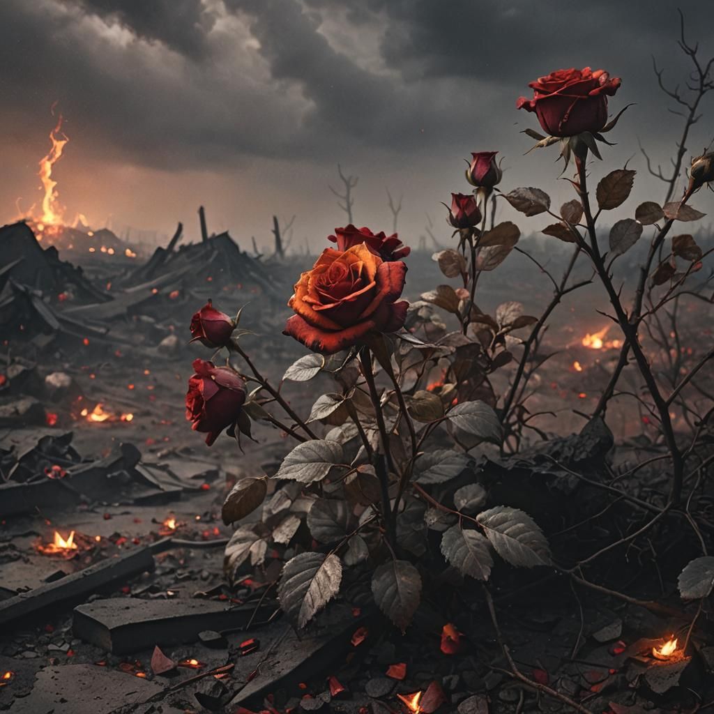 Mournful Roses in Dark Fantasy Art