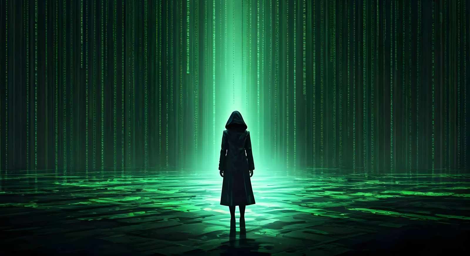 Neon Digital Rainstorm: A Cyberpunk Illustration