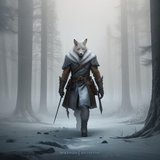 Scarred Fox in Winter Forest: Digital Matte Painting
