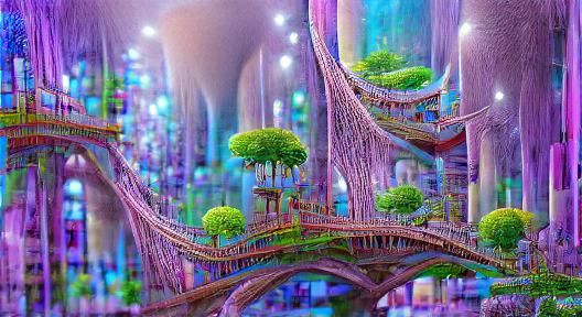 Fantasy City Among Trees: Hyperdetailed Digital Art