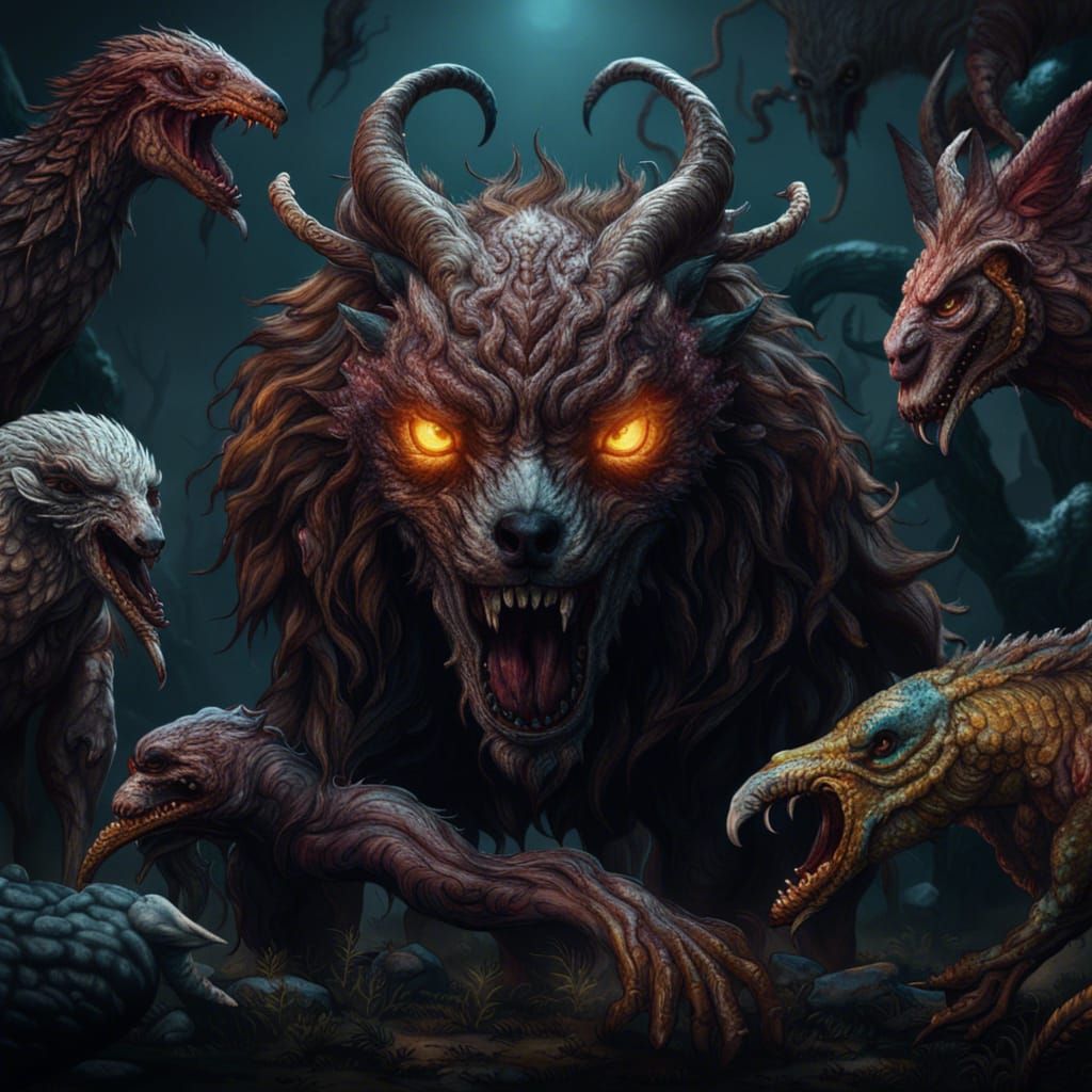 Fantastical Horror Animals in Detailed Matte Painting