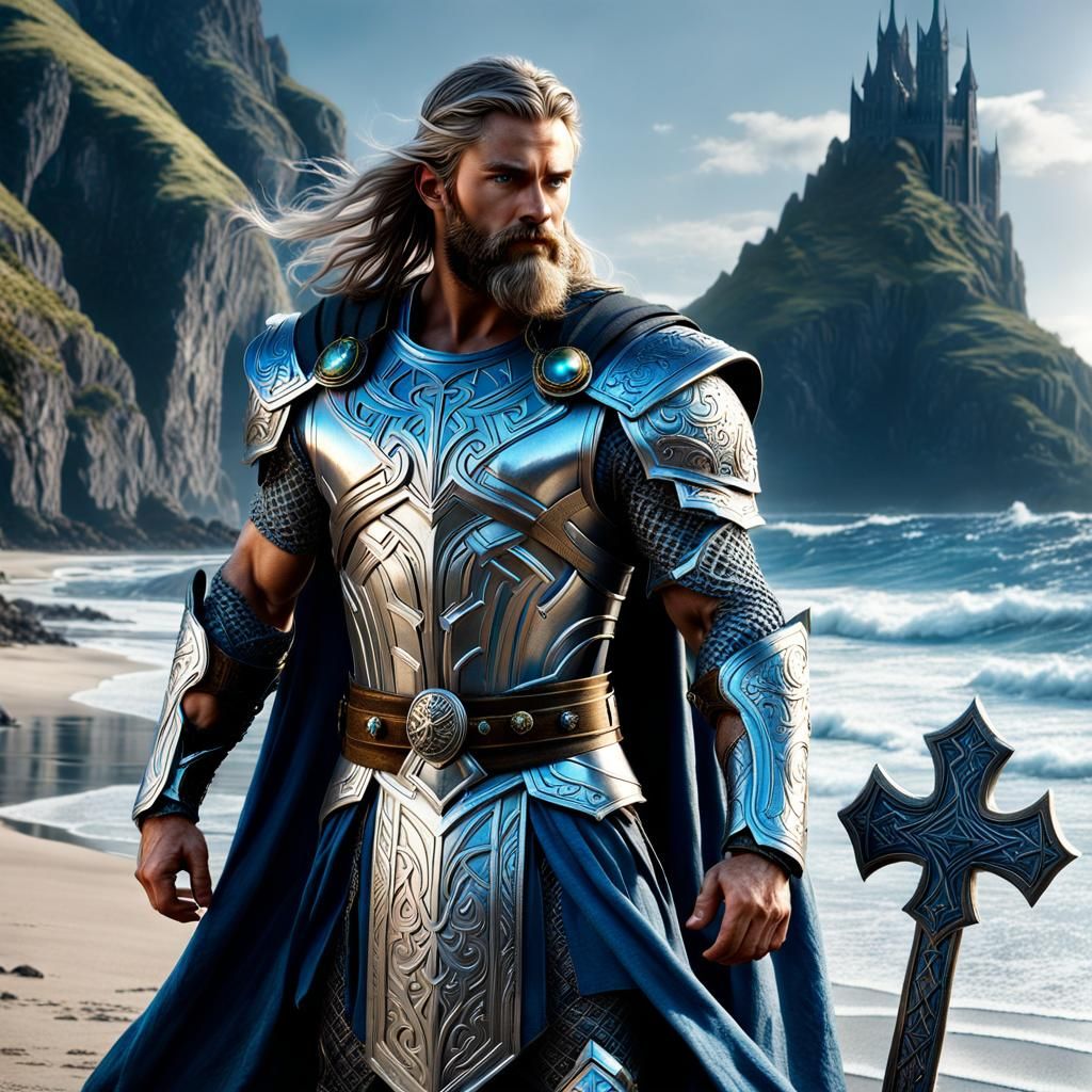 Thor-like Paladin with Elf Maiden: Hyperrealistic Concept Ar...