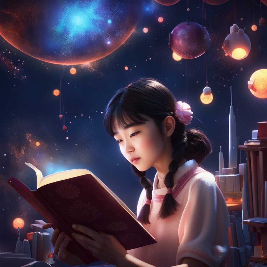 Korean Girl's Fantastical Reading Nook: Detailed Matte Paint...