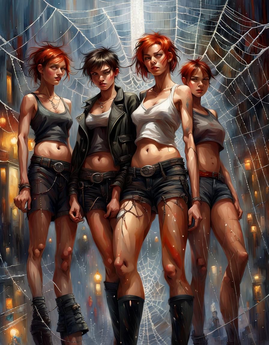 Women in Web: Detailed 3D Cinematic Artwork