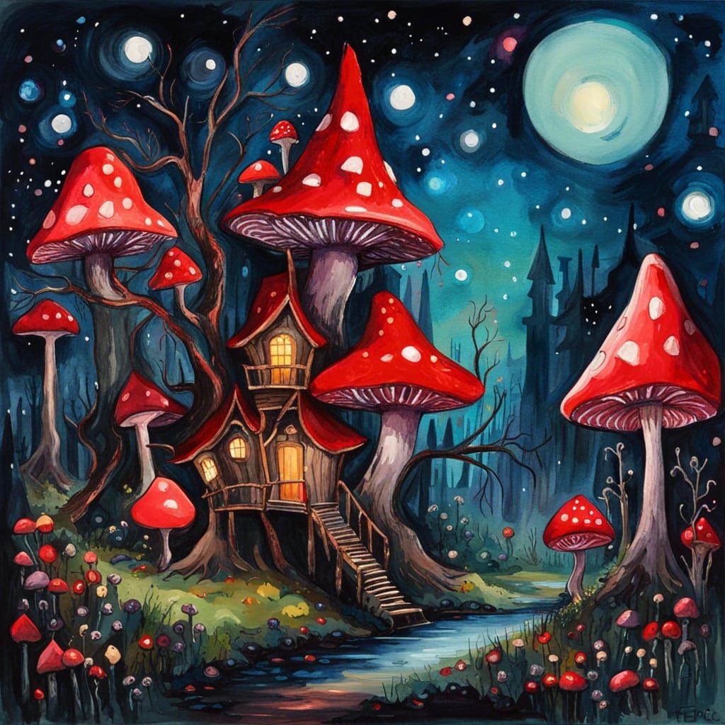 Gothic Horror Treehouse Village in a Swamp