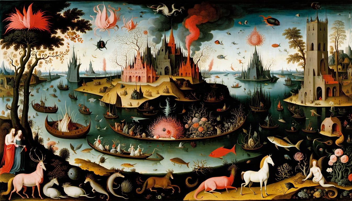 Surreal Hellscape Teeming with Life in Bosch Style