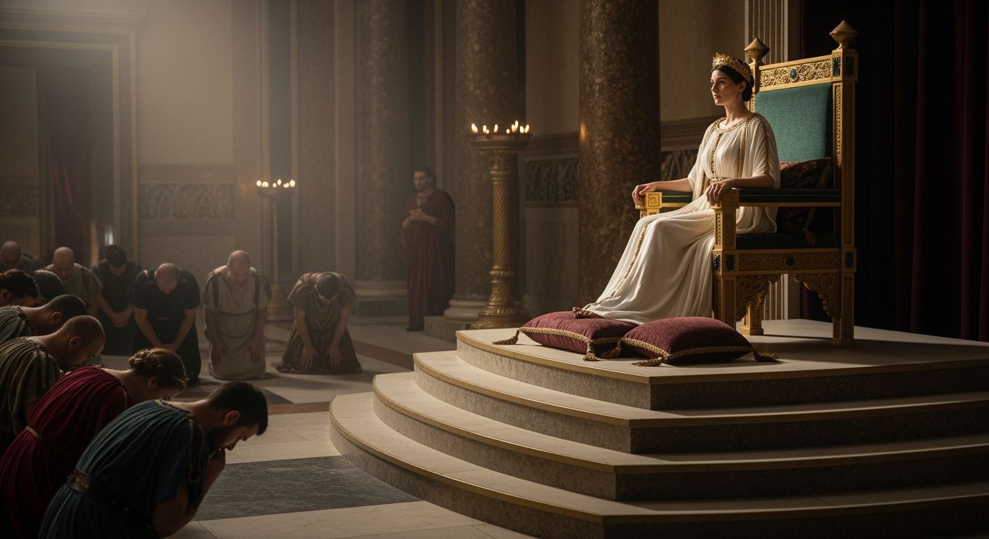 Roman Empress on Golden Throne in Imperial Palace