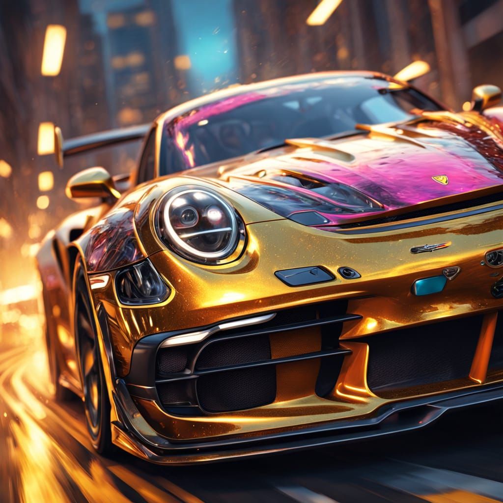 Monster Drives Porsche in Hyper-Realistic Digital Art
