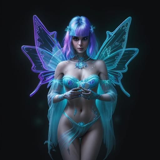 Bioluminescent Christmas Fairy Tale in Cyberpunk Style