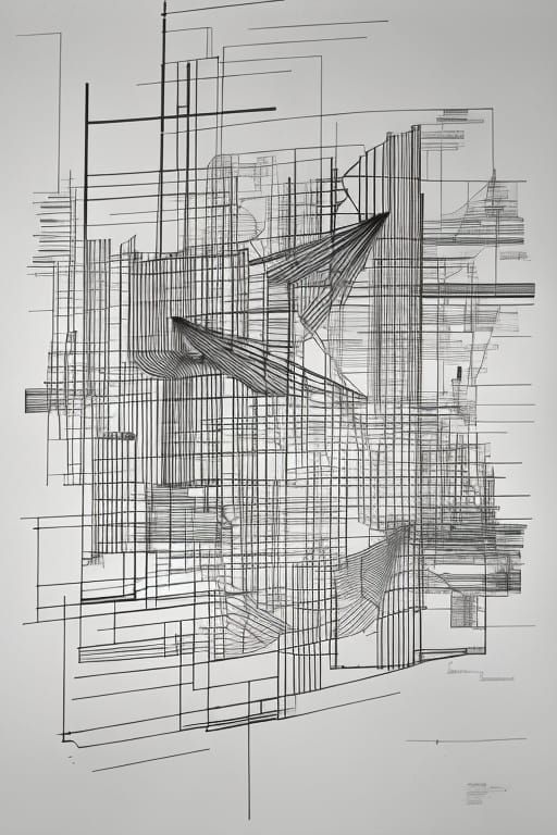 Abstract Musical Score Diagram in Ink