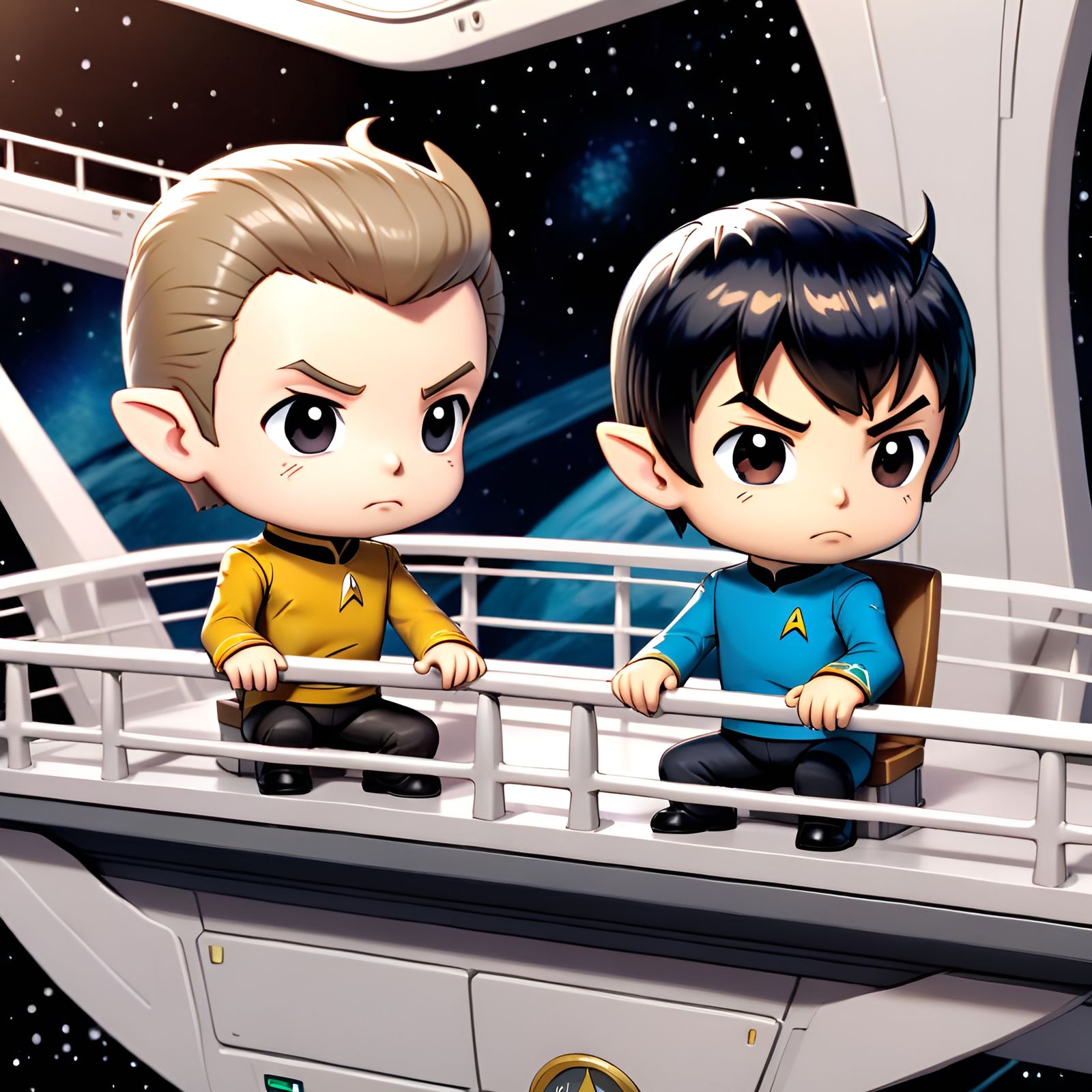 Chibi Kirk and Spock