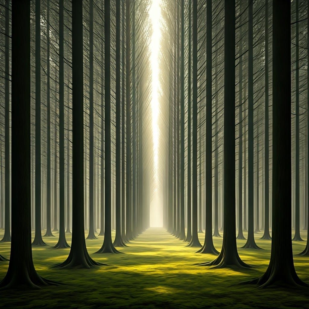 Surreal Abstract Forest with Many Trees