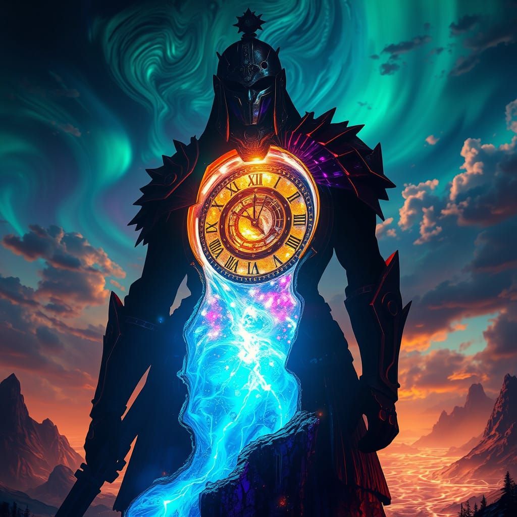 Surreal Steampunk Warrior Erupts in Kaleidoscopic Shadows an...