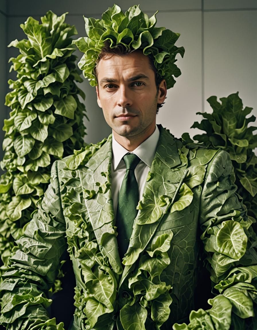 Lettuce Suit Businessman in Expensive Office