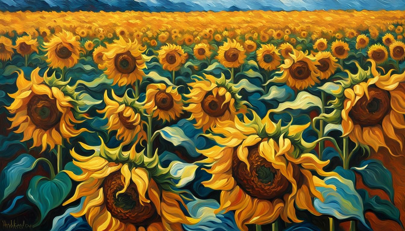 Sunflower Field in Van Gogh Style