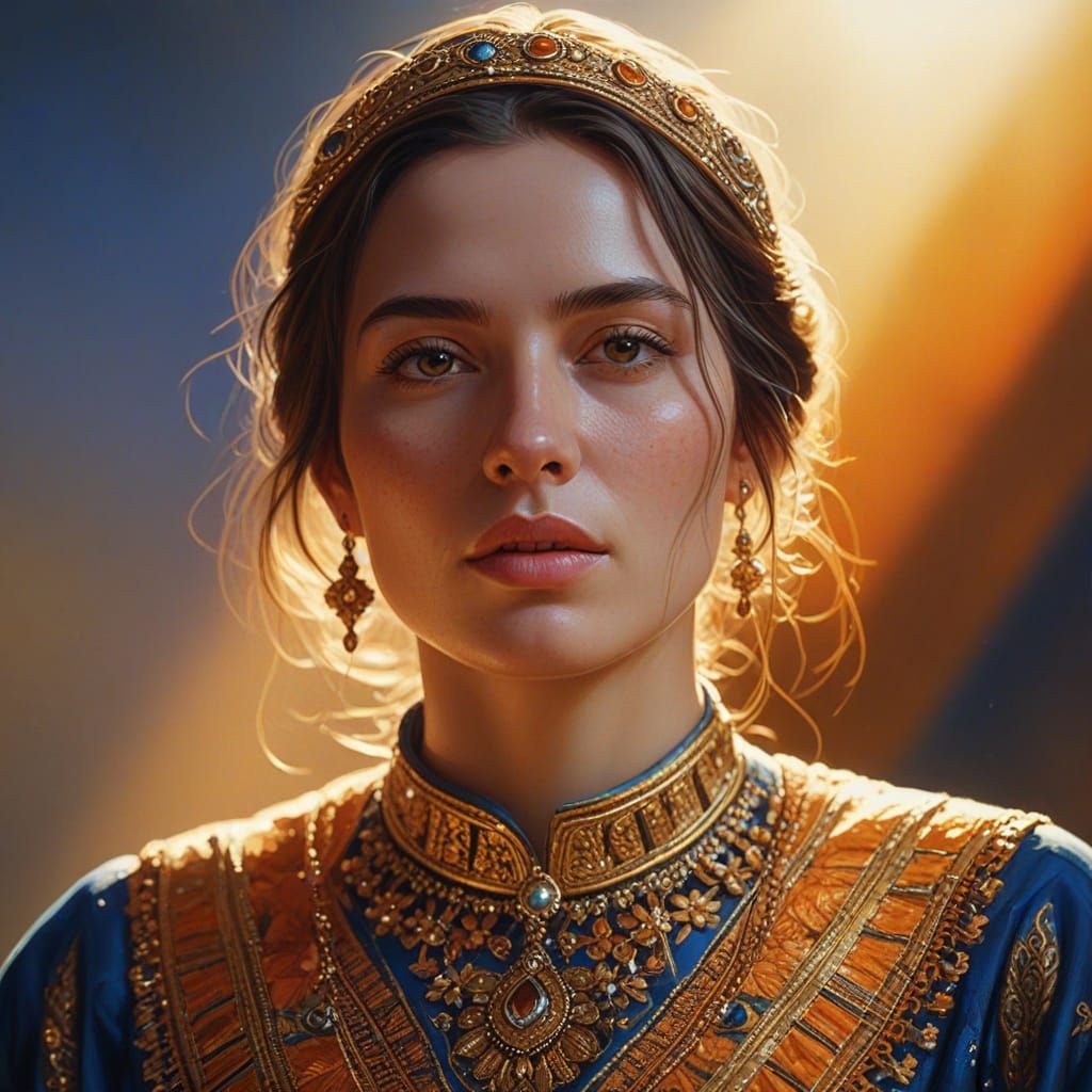 Intricate Portrait in Hyper-Realistic Oil Painting Style