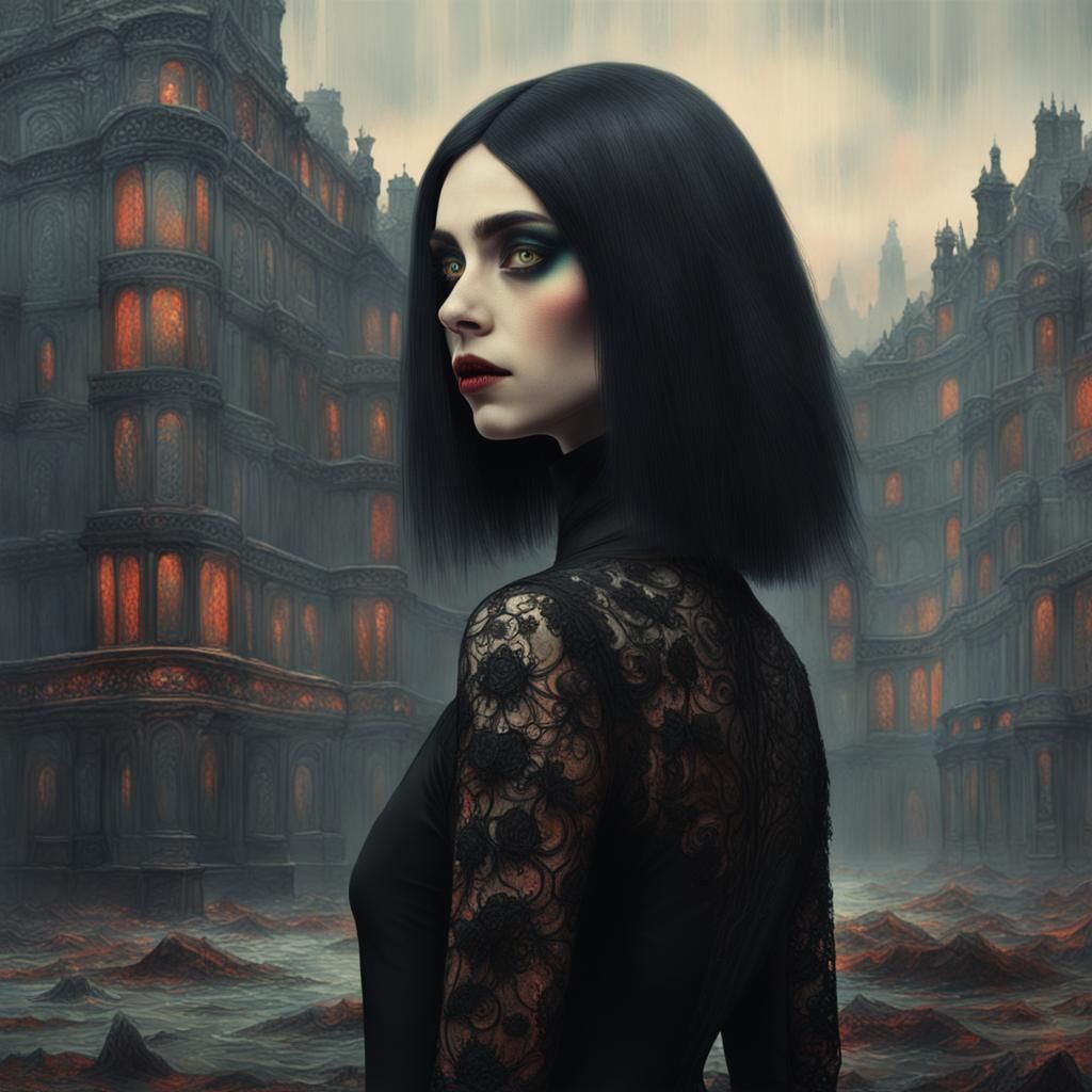Goth Girl in London, Dark Surrealism Style