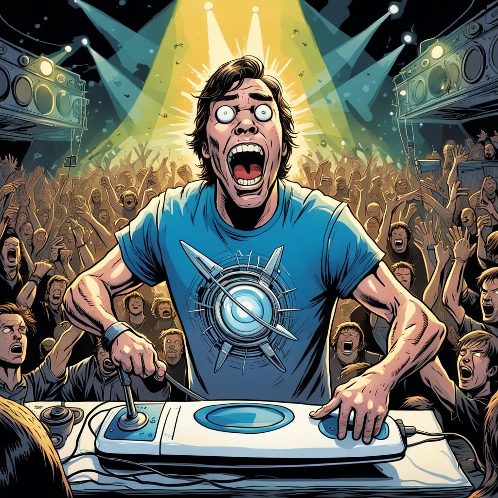 Ironing Device Sings at Rock Concert in Comic Art