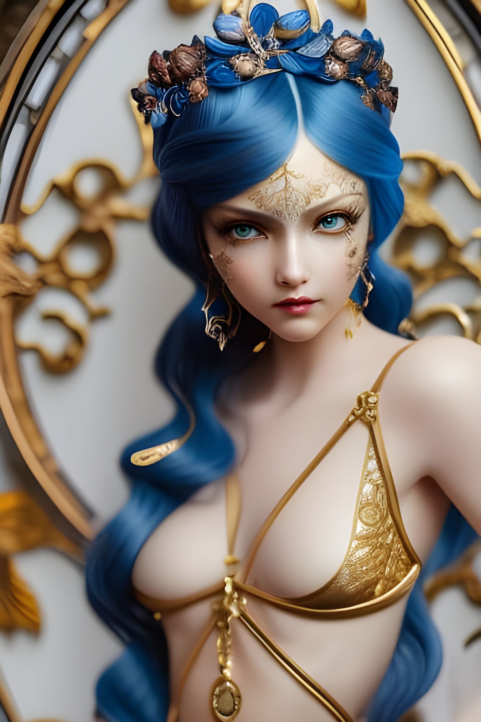 Hyperdetailed Teenage Girl with Gold Leaf Filigree