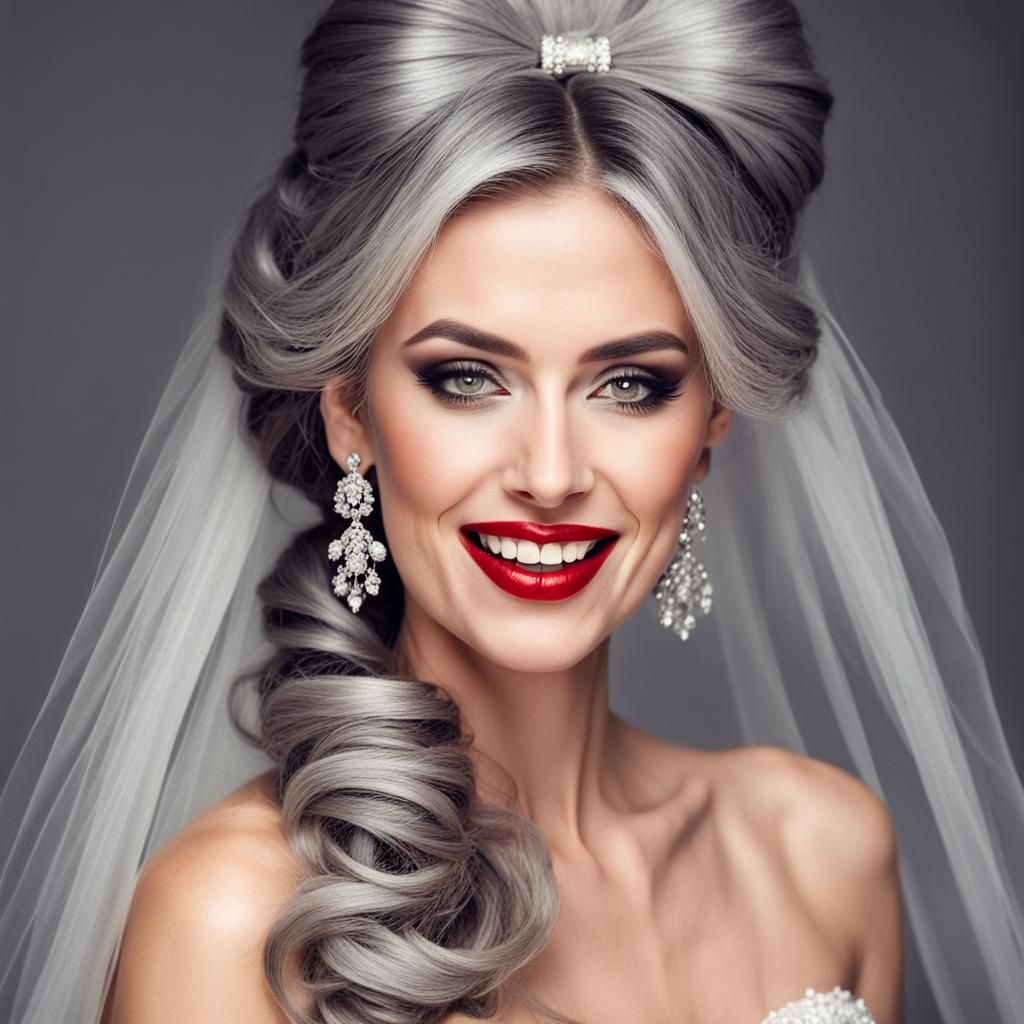 Glamorous Woman with Smoky Eyes and Red Dress