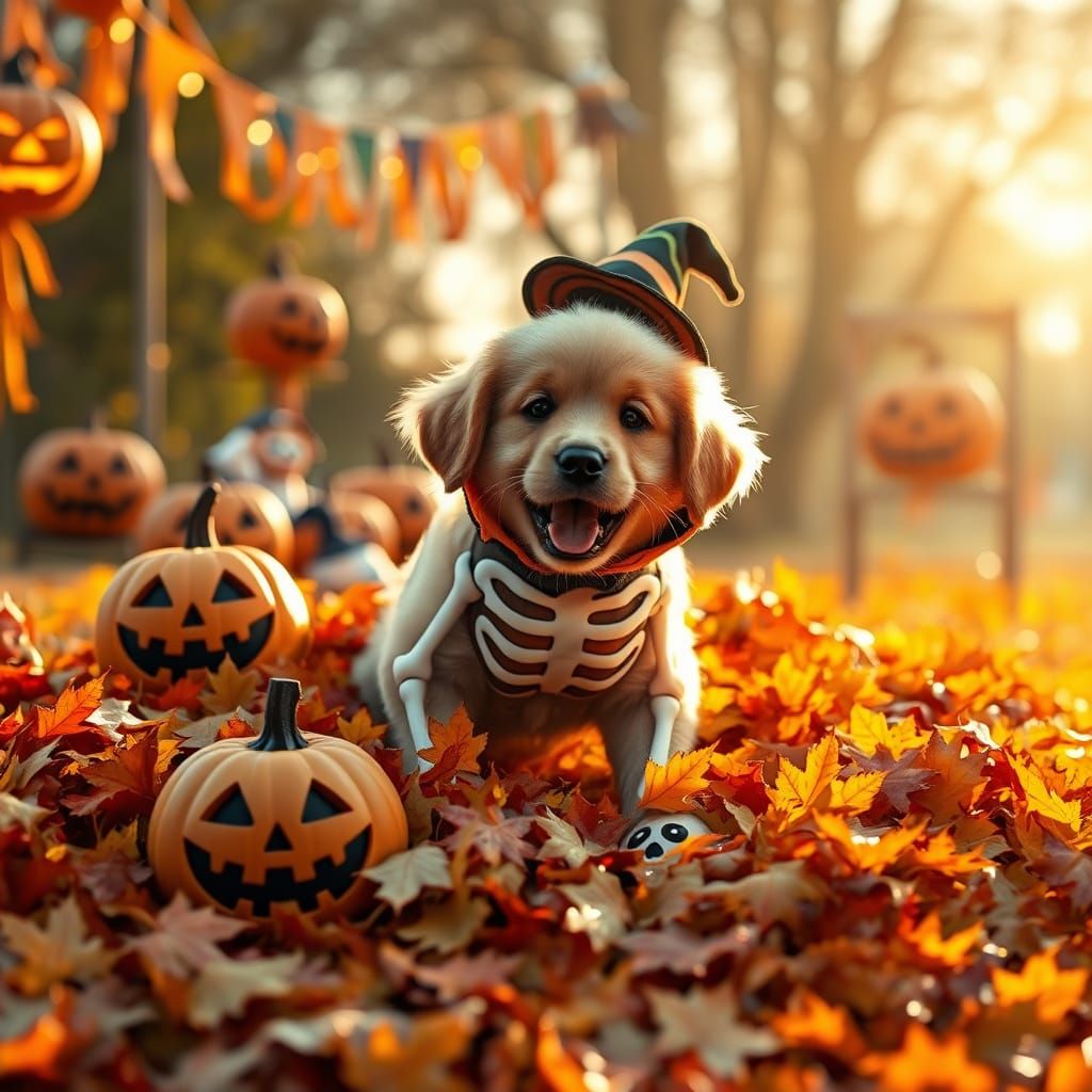 Skeleton Halloween pup
