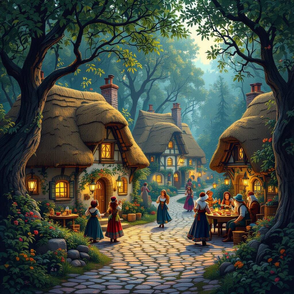 Enchanted Celtic Village Celebration, Art Nouveau Style