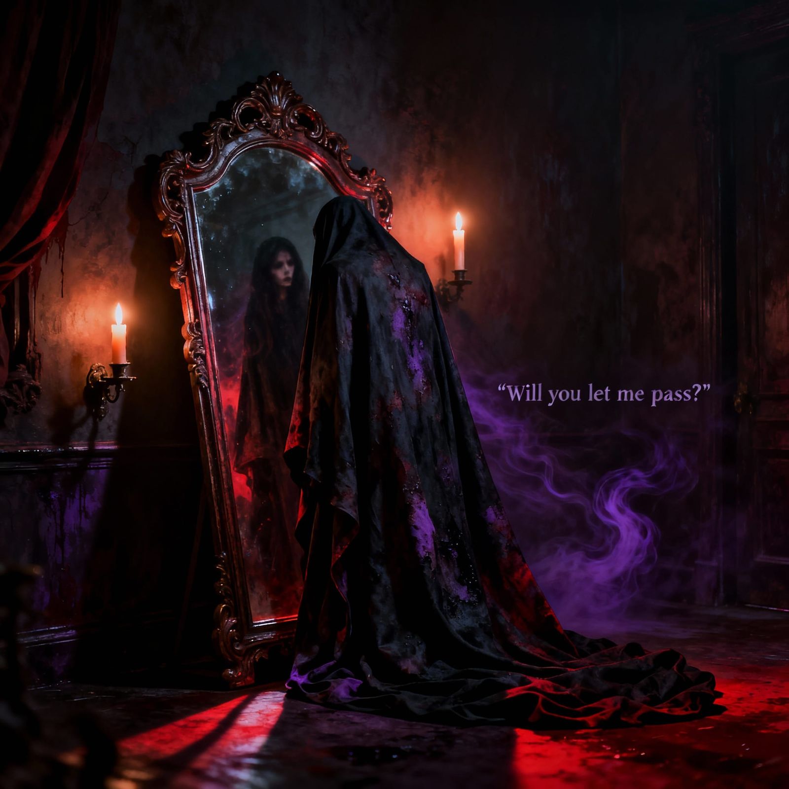 Haunted Antique Mirror in Shadowy Room