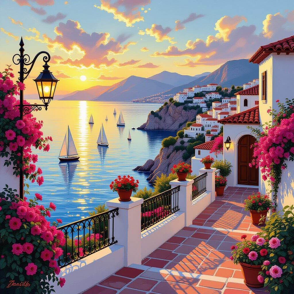 Romantic Mediterranean Villa at Golden Hour