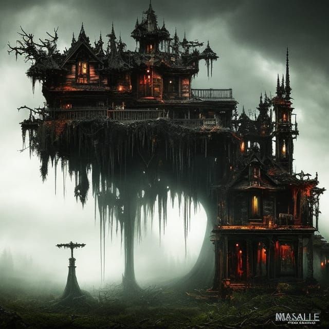 Clockpunk Crystal Bonsai Village in Macabre Style